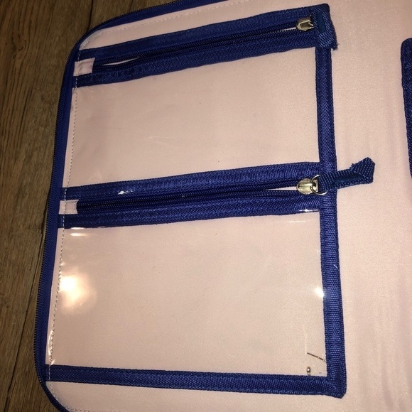 STELLA & Dot Pink & Blue Zip Up Book Travel Jewellery Jewelry Case 9” x 11” - Picture 4 of 6